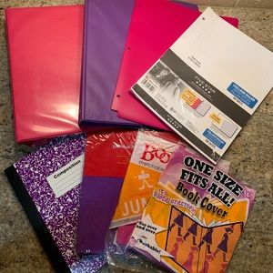 📚2 binders/folder/paper/composition nb/3booksocks